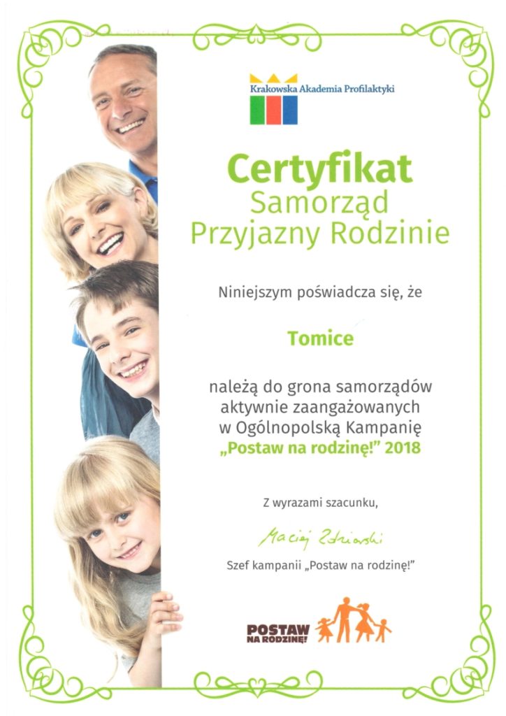 Gminny Ośrodek Pomocy Społecznej w Tomicach z certyfikatem